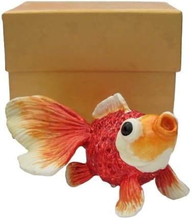 Japon balığı Kristal Heykelcik Heykelciği Kırmızı Emaye Antika Vintage Koleksiyon Hediye Biblo Mücevher Kutusu