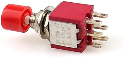 DJDLFA Kırmızı 6 Pins SPDT Anlık AC 2A/250 V 5A / 120 V Basma Düğmesi Buton Anahtarı 1 NO 1 NC