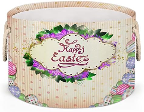 Mutlu Paskalya Tebrik Kartı Yumurtaları Depolama için Büyük Yuvarlak Sepetler Kulplu Çamaşır Sepetleri Banyo Rafları