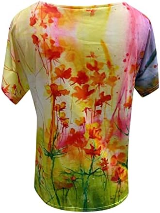 Bayanlar Derin V Boyun Pamuk Kelebek Boyama Çiçek Grafik Üst T Shirt Genç Kızlar için Yaz Sonbahar 5İ 5İ