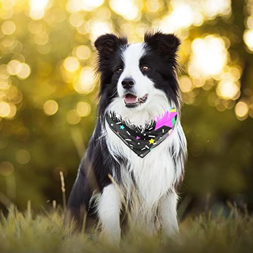 2 Paket Köpek Bandana Renkli 3D Yıldız ve Konfeti Baskı Pet Eşarp Ayarlanabilir Üçgen Önlükler Fular Köpek Aksesuarları