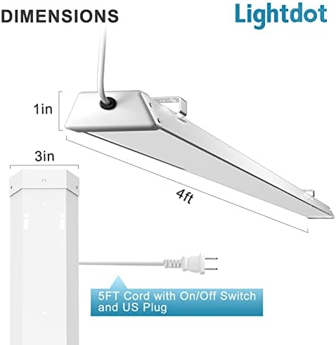 ETL listelenen kompakt 4FT LED mağaza ışığı 7000Lm[400W Eqv. ] 5FT kablosu ile on / Off anahtarı, 5000 K günışığı