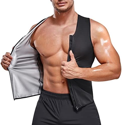 SOLCYSX ısı yakalama fermuar ter artırıcı yelek erkekler için Sauna takım elbise Tank top kilo kaybı egzersiz gömlek
