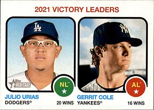 2022 Topps Mirası 65 Julio Urias / Gerrit Cole Los Angeles Dodgers / New York Yankees MLB Beyzbol Üssü Ticaret Kartı
