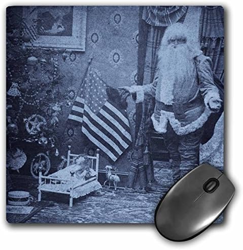 3dRose LLC 8 x 8 x 0,25 İnç Vatansever Noel Baba Vintage Noel, Mavi Tonlu Mouse Pad (mp_6744_1)