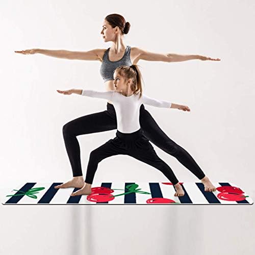 meikadianzishangwu Kırmızı Kiraz Mavi Beyaz Çizgili Kalın Kaymaz Egzersiz ve Fitness 1/4 Yoga mat Yoga Pilates ve