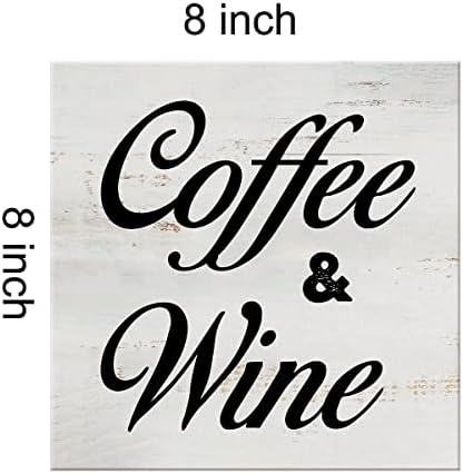 Kahve ve Şarap Işareti Tuval Duvar Sanatı Ev Dekor 8x8 Inç Mutfak Tuval Baskı Boyama Çerçeveli Plak Rustik Masa Raf