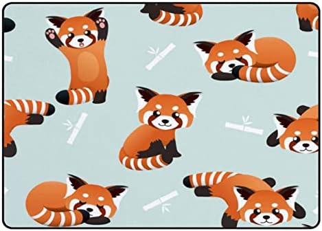 XOLLAR 63x48 Büyük Çocuklar Alan Kilim Kırmızı Panda ve Bambu Yumuşak Kreş Bebek Playmat Halı çocuk Oyun Odası Oturma