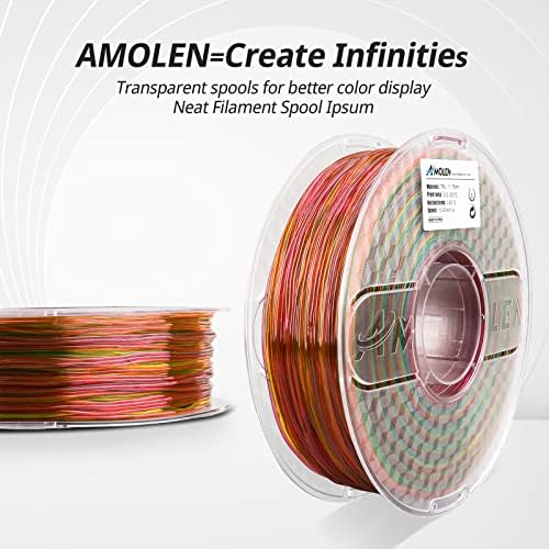 AMOLEN TPU Filament 1.75 mm, Şeffaf Gökkuşağı esnek Filament 3D Yazıcı Filament, Yumuşak TPU 3D Baskı Filament, 1