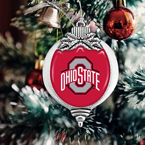 FTH Ohio State Buckeyes Ampul Gümüş Metal Noel Süs Hediye Ağacı Süsleme