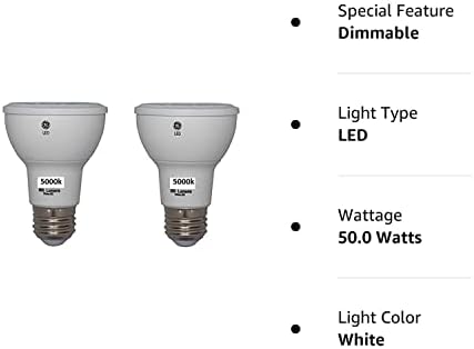 GE Classic 2'li Paket 50 W Eşdeğer Kısılabilir Par20 LED ışık Fikstürü ampuller (Gün ışığı)