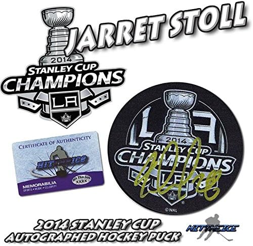 JARETT STOLL, 2014 LA KİNGS KUPASI ŞAMPİYONLARINI İmzaladı Puck w/COA İmzalı NHL Diskleri