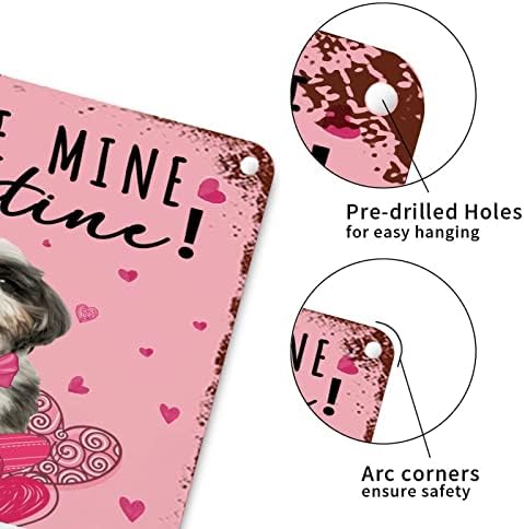 CowkissSign Benim Ol Sevgililer Günü Köpekleri Metal Tabelalar Sevgililer Günü Evcil Köpek Pembe Kırmızı Kalp Rustik