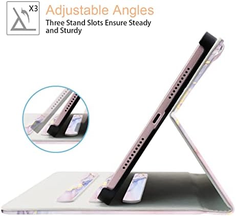 Fingic iPad Mini 6 Kılıf ile kalem Tutucu, iPad Mini 6th Nesil Kılıf Gül Altın Mermer Darbeye Dayanıklı Otomatik Uyku