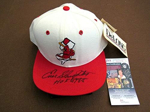 Enos Kesim Hof 1985 Nj Kardinaller Ml İmzalı Otomatik Delong Pro Kap Şapka Jsa Mücevher İmzalı Şapkalar