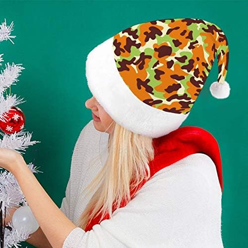 Noel Noel Baba Şapkası, Yetişkinler için Turuncu Kamuflaj Noel Tatil Şapkası, Yeni Yıl Şenlikli Kostüm Tatil Partisi