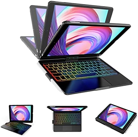 Touchpad Klavye Kılıf için iPad 9th Nesil / 8th / 7th Gen 10.2 - Çoklu Dokunmatik Trackpad, 7 Renk Arkadan Aydınlatmalı,
