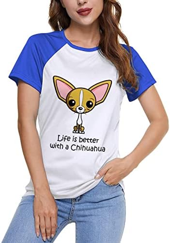 Chihuahua'nın Hayatı Daha İyi kadın kısa kollu tişört Beyzbol grafikli tişört Raglan Yaz Üst Pamuk