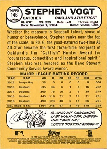 2017 Topps Mirası 146 Stephen Vogt Oakland Atletizm Beyzbol Kartı