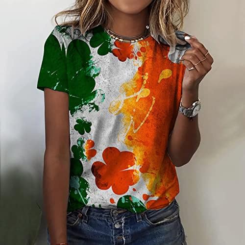 CGGMVCG Aziz Patrick Günü Gömlek Kadınlar için Moda Yuvarlak Boyun Kısa Kollu Aşk Baskılı T Shirt Aziz Patrick Günü