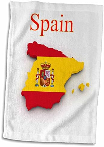 Egzotik İspanya Haritasının 3dRose Görüntüsü ve Bayrak Renklerinde Mühür-Havlular (twl-243569-1)