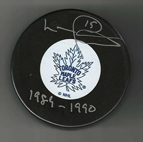 Lou Franceschetti Toronto Maple Leafs Diskini İmzaladı - İmzalı NHL Diskleri