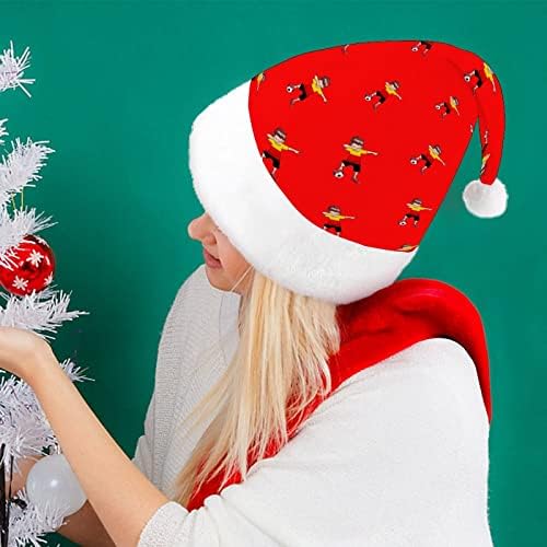 Dabbing Futbol Almanya Futbol Komik Noel Şapka Noel Baba Şapka Kısa Peluş Beyaz Manşetleri ile Noel Tatil Parti Dekorasyon