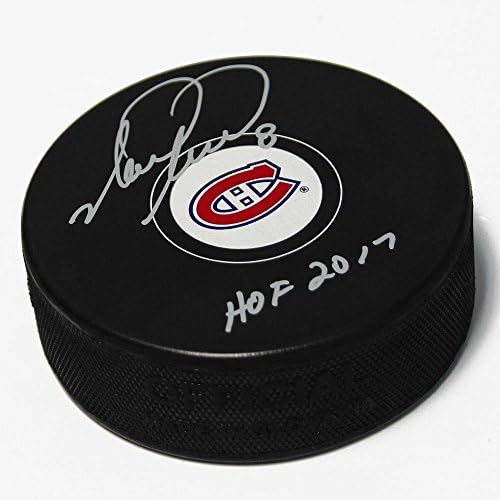 Mark Recchi Montreal Canadiens, HOF Not İmzalı NHL Diskleriyle Hokey Diski İmzaladı