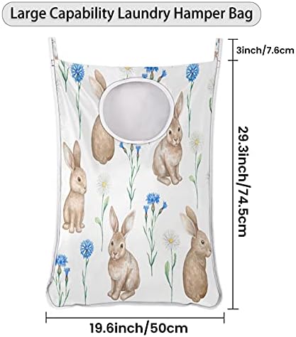 Hayvan Tavşan Çiçek Asılı Çamaşır Sepeti Çantası, Kapının Üzerinde Çamaşır Sepeti Çantası Sert Dayanıklı Yerden Tasarruf