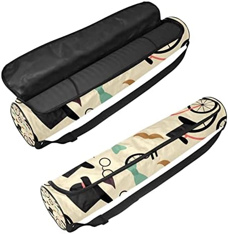 RATGDN Yoga Mat Çantası, İngiliz Bisiklet Beyefendi Şapka Egzersiz Yoga matı Taşıyıcı Tam Zip Yoga Mat Taşıma Çantası