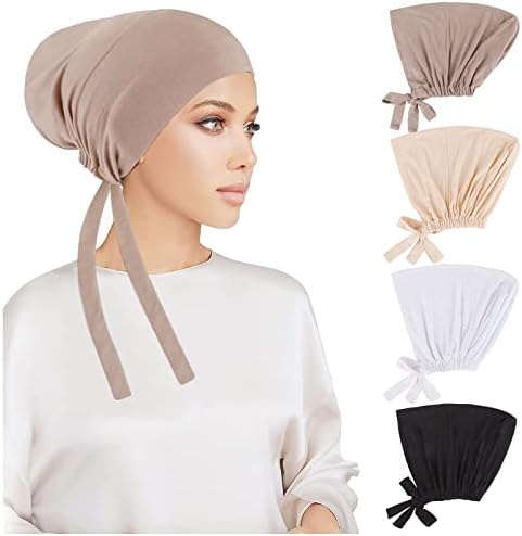4 Adet Kadın Başörtüsü Undercap, islam Müslüman Altında Başörtüsü Kap İç Altında Eşarp Şapka Başörtüsü Kap Kravat