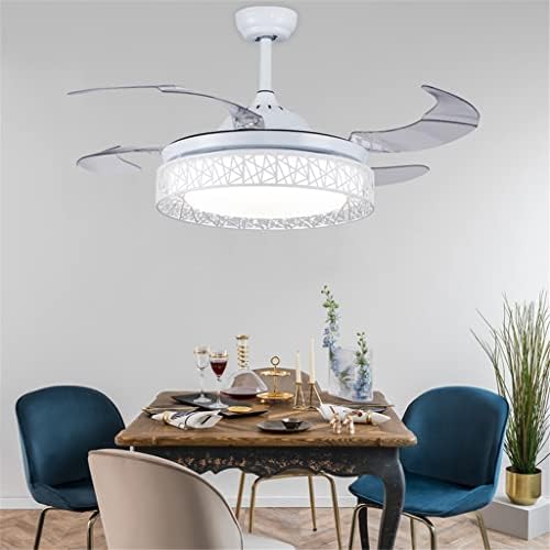 DJHYS Retro ışıklı tavan fanı Yatak Odası Oturma Odası Yemek Odası için Fan ışıkları ile Basit Minimalist (Renk: White_42İnch)