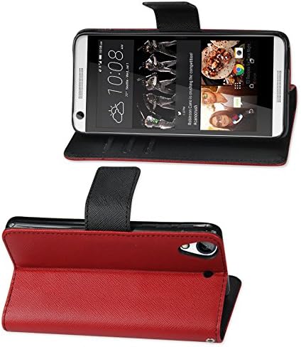Reiko cüzdan kılıf 3 in 1 için HTC Desire 626/626 s kırmızı ile iç deri gibi malzeme ve polimer kapak