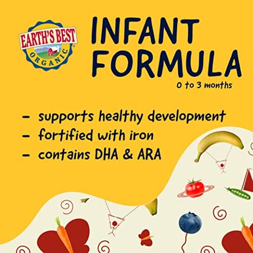 0-12 Aylık Bebekler için Dünyanın en iyi Organik Hassas Bebek Maması, Demir, Omega-3 DHA ve Omega-6 ARA içeren Laktoz