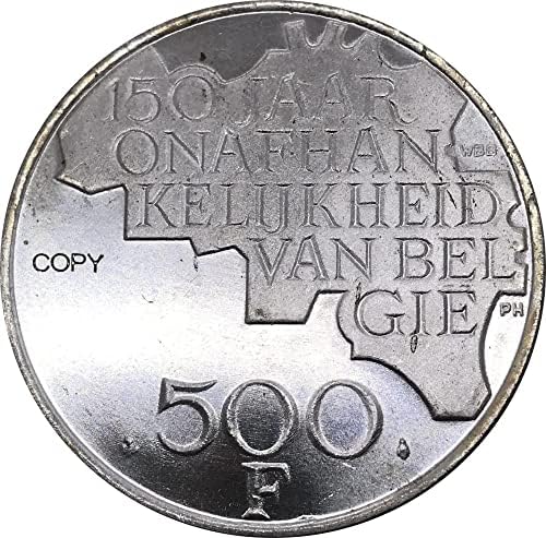1830 Belçika 1930 500 Frank Baudouin I Hollandalı Metin Bağımsızlık Sikke Metal Cupronickel Gümüş Kaplama Hatıra