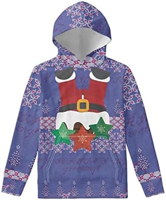 SEANATİVE Çocuklar Yenilik Hoodie Gençlik Çirkin Noel Kazak Kazak Tops için Cep ile Kız Erkek Boyutu 6-16 T