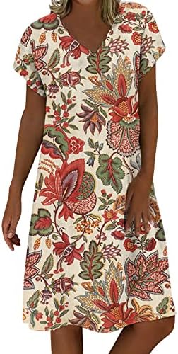 ayaso kadın yaz elbisesi V Boyun Kısa Kollu Colorblock Sundress Gevşek Fit Moda Yaz Tatili Rahat Mini Elbise