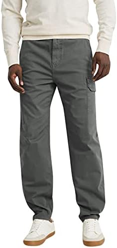 Kargo Pantolon Erkekler için Pamuk Dört Mevsim Moda Basit Düz Renk Elastik Bel Tulum Rahat Pantolon Kargo Pantolon