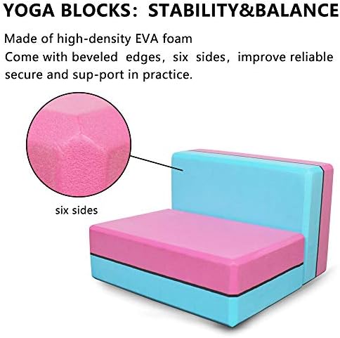AİPRODA yoga bloğu 2 Set, yüksek yoğunluklu çevre dostu EVA Köpük Tuğla, katı / çift renkli Yoga blokları, gücü artırmak