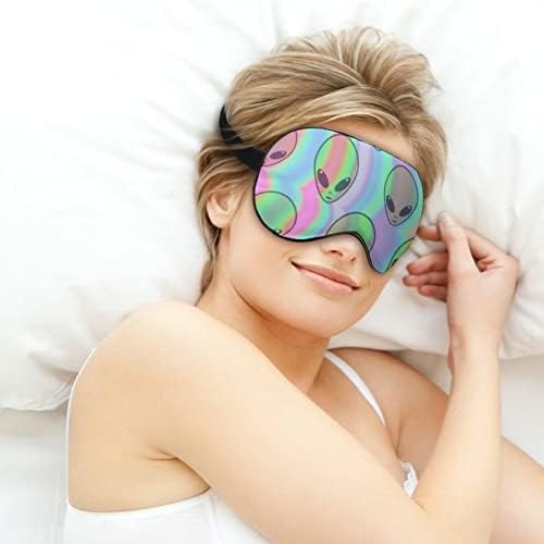 Psychedelic Alien Kafa Göz Maskesi Uyku Karartma Gece Körü Körüne Ayarlanabilir Kayış ile Erkekler Kadınlar için Seyahat