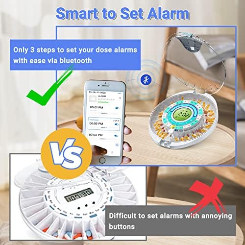 Alarmlı Yaşlılar için Zoksı Bluetooth Otomatik Hap Dağıtıcı Makinesi, Akıllı İlaç Hap Kutusu Ev Kullanımı için 28