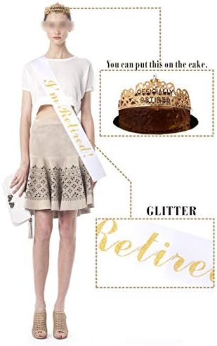 MEANT2TOBE Emeklilik Süslemeleri Parti Kanat ve Taç Kadınlar için-Muhteşem Set: Glitter Kanat + Altın Rhinestone Premium
