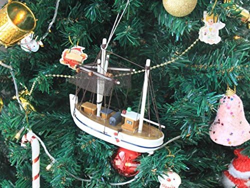 Hampton Deniz Trolü-6-102-NOEL ahşap R US modeli balıkçı teknesi Noel deniz süsleme-ağaç süsleme