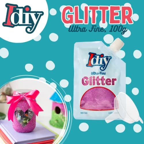 ıDIY Ultra Ince Glitter (100g, 3.5 oz Kılıfı) w Kolay Dökün Çanta ve Huni-Midnight Siyah Ekstra Ince-DIY El Sanatları