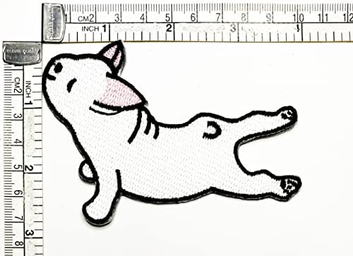Kleenplus Sevimli Bebek Fransız Bulldog Çok Tembel Karikatür Yama Beyaz Köpek Yamalar İşlemeli Yamalar Giydirmek için