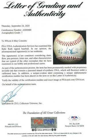 Çarpıcı Babe Ruth Tek İmzalı Amerikan Beyzbol Ligi Kalın İmzalı PSA DNA İmzalı Beyzbol Topları