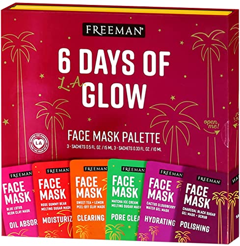 Freeman Tatil Yüz Maskesi Hediye Seti, Sınırlı Sayıda 6 Günlük Glow Yüz Maskesi Seti, Çeşitli Cilt Bakımı Yüz Bakımı