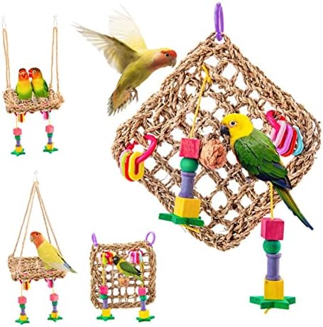 Balacoo Cockatiels için 2 adet Kuş Oyuncaklar Chew Oyuncak Bop Bu Oyuncak Asılı Papağan Oyuncak Parakeet Salıncak