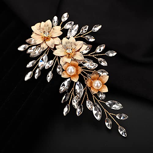 Teyglen Çiçek Gelin saç tokası Tokalar düğün suni elmas Kristal saç tokası Altın Gümüş Saç Tokası Headpieces Vintage