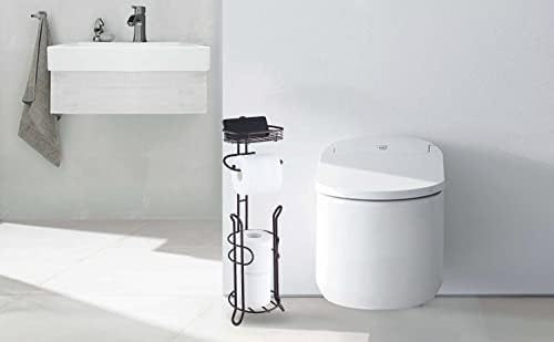 SunnyPoint Banyo Ağır Tuvalet Kağıdı Kağıt Rulo Depolama Tutucu Standı Rezerv ve Raflı, Rezerv Alanı Mega Ruloları